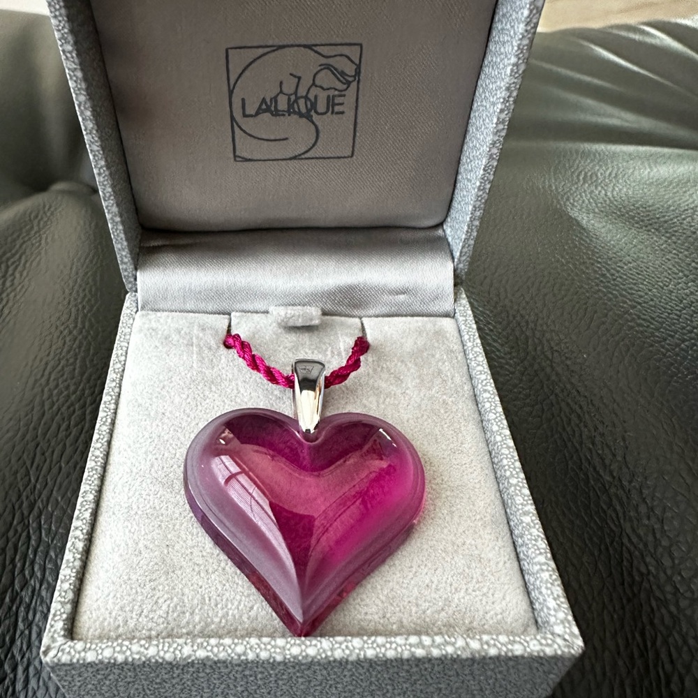 Lalique Fuchsia Heart Necklace